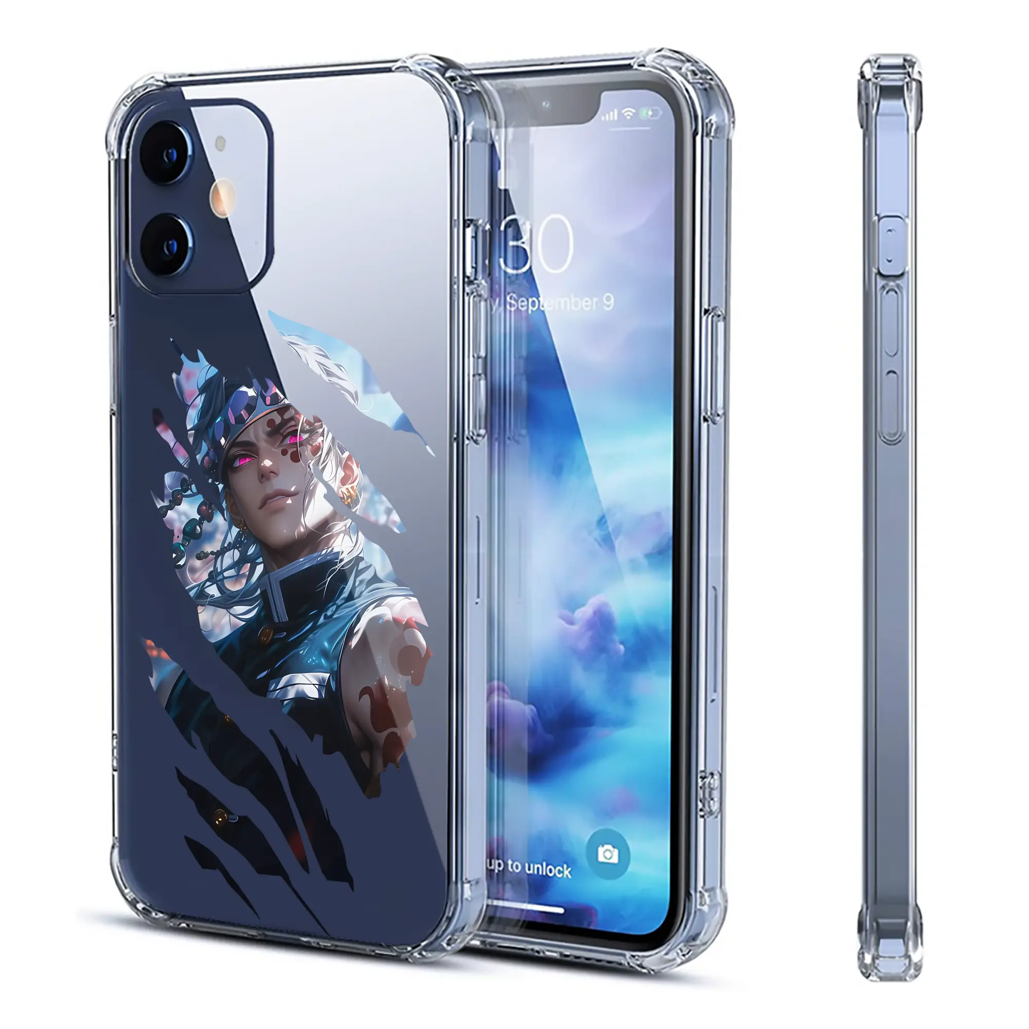 鬼滅の刃 グッズ,宇髄 天元 - IPhone 12シリーズ対応 ・ 透明スマホケース ・ クリアソフトケース ・ TPU素材 ・ 耐衝撃 ・ 高密着 ・ 防汚 防指紋 ・ 簡単着脱